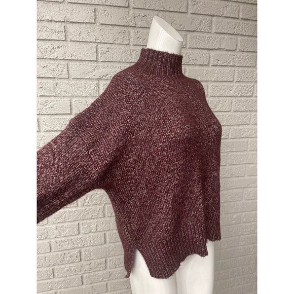 1 State Women Burgandy Marbled Mock Neck Oversized Sweater Size XS - Picture 6 of 10